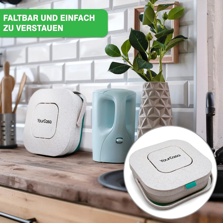 YourCasa® Faltbarer Biomülleimer 4L - kompakter Bio Mülleimer mit geruchsdichtem Aktivkohlefilter-De