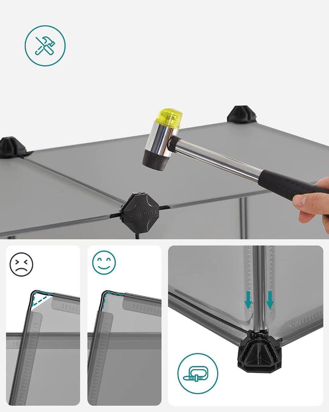 SONGMICS Freigehege mit Bodenplatten, Laufstall, Meerschweinchen Gehege, aus Kunststoff, Gehege für