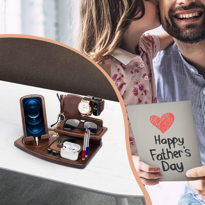 Weihnachten Geschenke für Männer Geburtstag Holz Telefon Dockingstation Schreibtisch Nachttisch Orga