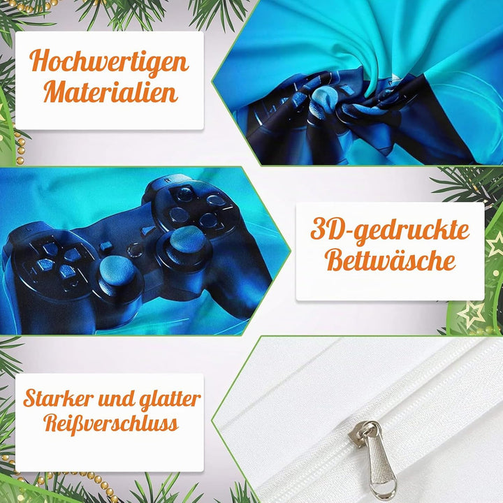 SHUAIG Bettwäsche-Sets Kinder Gamepad,Bettwäsche Set Jungen Gamepad Bettwäsche Satz Bettwäsche Set 3