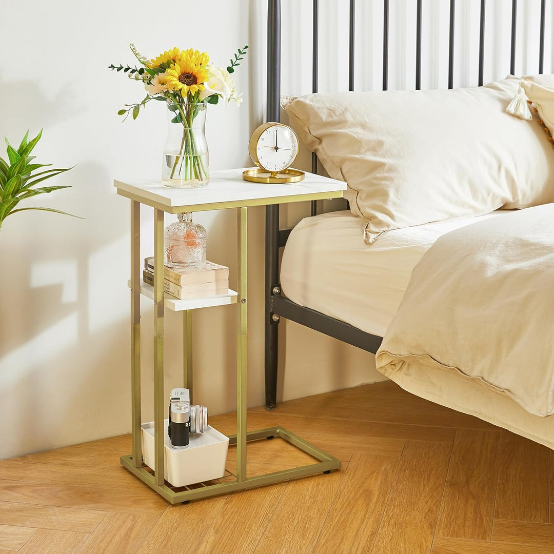 YMYNY Beistelltisch Kaffeetisch C-Form, Eleganter Kleiner Sofatisch, Industrie-Design 2er-Set,40 X 2