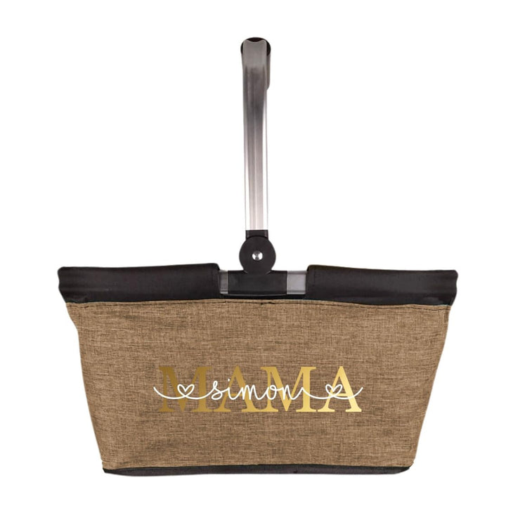 Einkaufskorb Mama personalisiert, Personalisiertes Geschenk Einkaufstasche mit Name, Tragekorb mit A