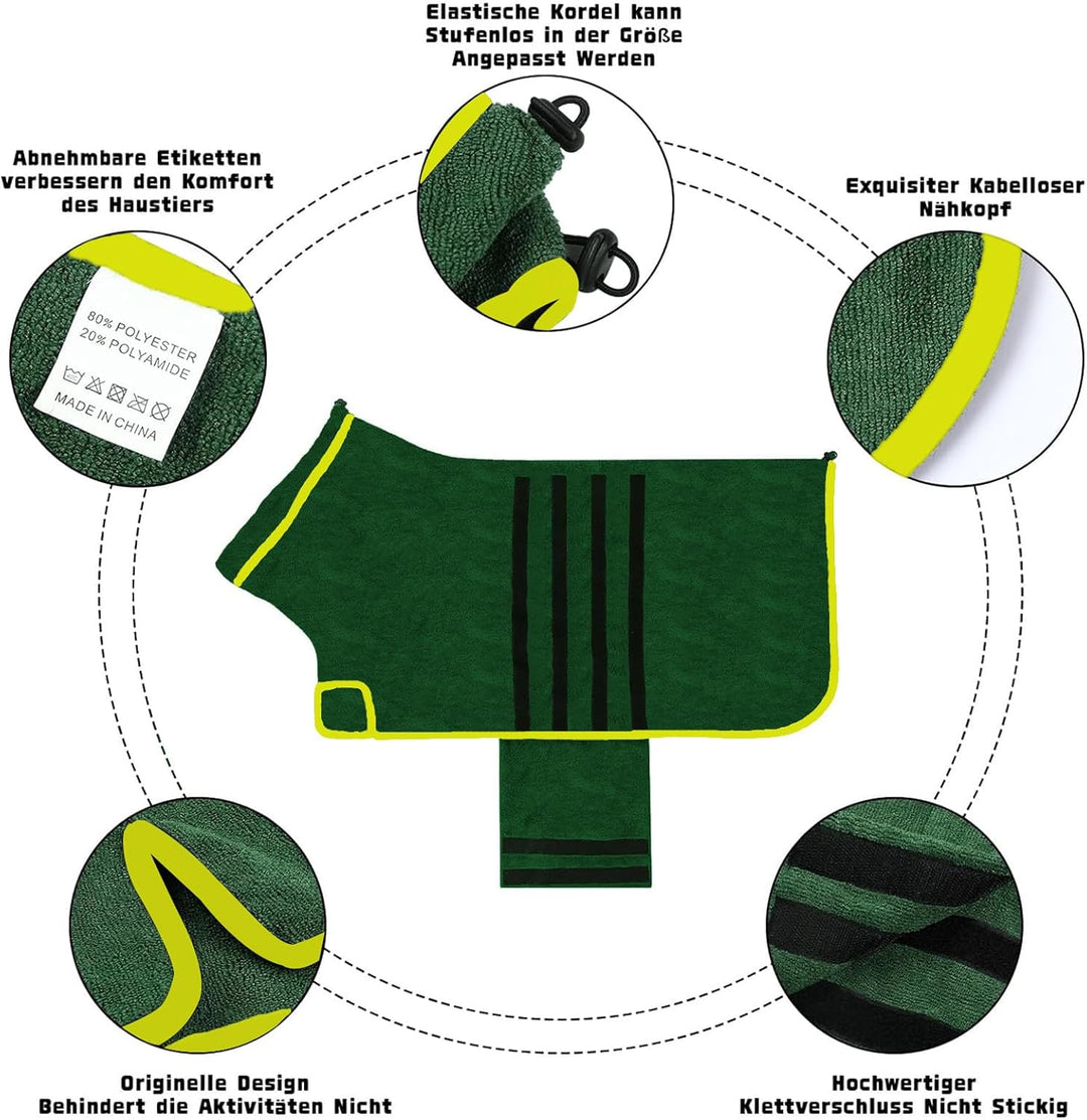 Hundebademantel, Bademantel Hund aus Mikrofaser, Extra Saugfähig und Schnelltrocknend, Hunde Bademan