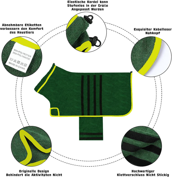 Hundebademantel, Bademantel Hund aus Mikrofaser, Extra Saugfähig und Schnelltrocknend, Hunde Bademan