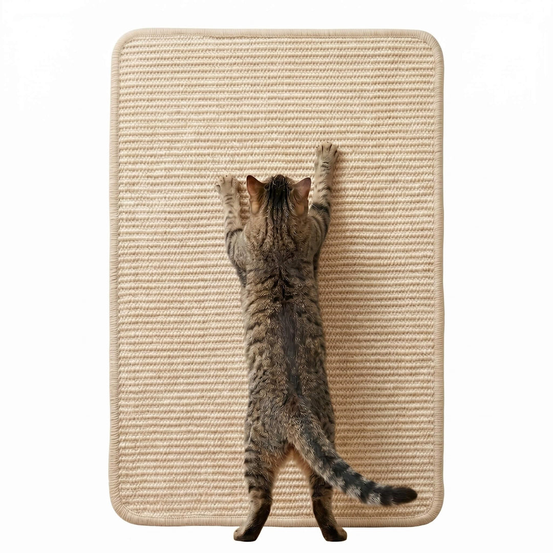 Sisal Kratzmatte für Katzen zur Wandmontage, 60x40cm Kratzmatte selbstklebend mit Klettband, Katzen