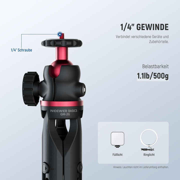 NEEWER Entry Level Version Mini Stativ für Kamera, 360° Kleiner tragbarer Tischhalter für DSLR Webca
