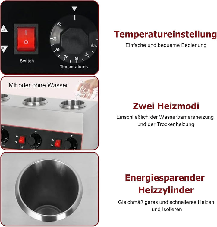 Kommerzieller Elektrischer Sossenwärmer mit 650-ml-Quetschflasche, kommerzieller elektrischer Käseso