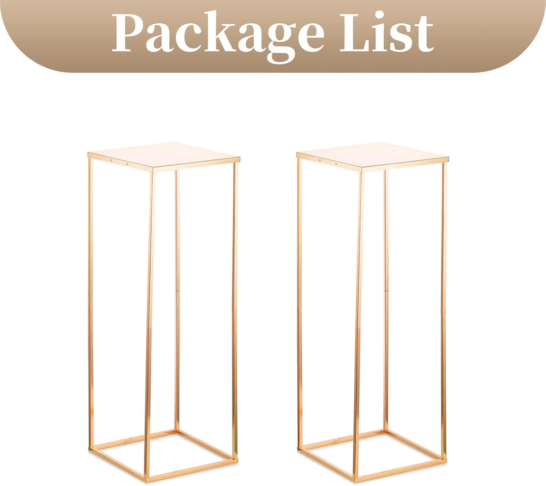 Sziqiqi 60cm Metall Goldene Rechteckige Vasen mit Platte Hochzeits Tisch – 2 Stück Hoch Vase Blumens