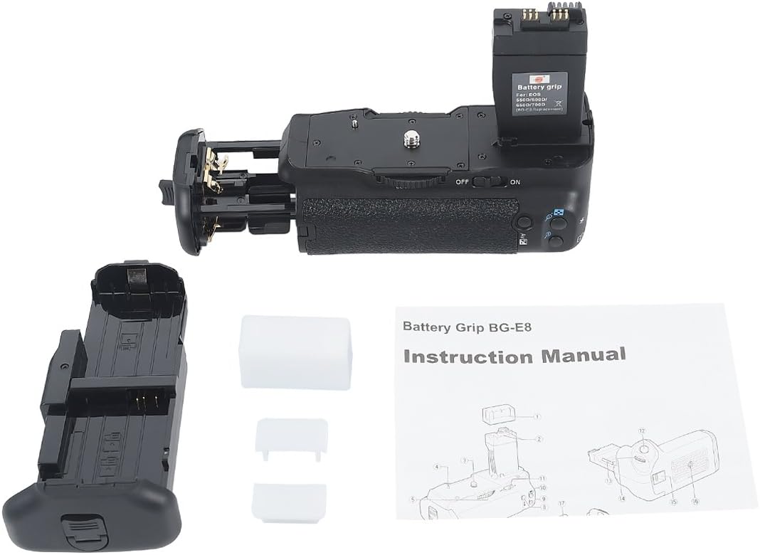 DSTE® Batterie Griff für Canon EOS 550D 600D SLR Digital Kamera als BG-E8 mit (2 packung) LP-E8