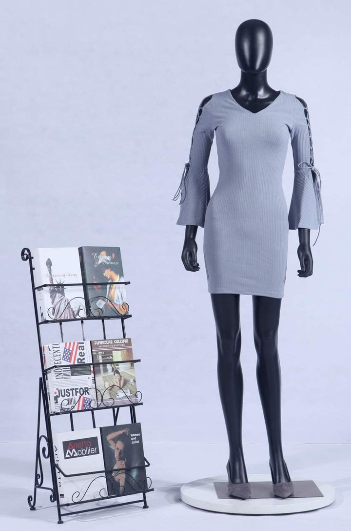 EurotonDisplay FC-7Black schwarz matt abstrakte Schaufensterpuppe mit Metallplatte Egghead ohne Gesi