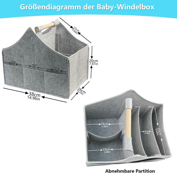 Baby Windel Caddy Organizer Korb tragbar Storage Bin gross Kindergarten Tasche mit Wechselbaren Fäch