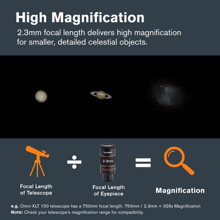 Celestron X-Cel LX Serie – 1,25'' Okular, 2,3 mm 2.3 mm, 2.3 mm