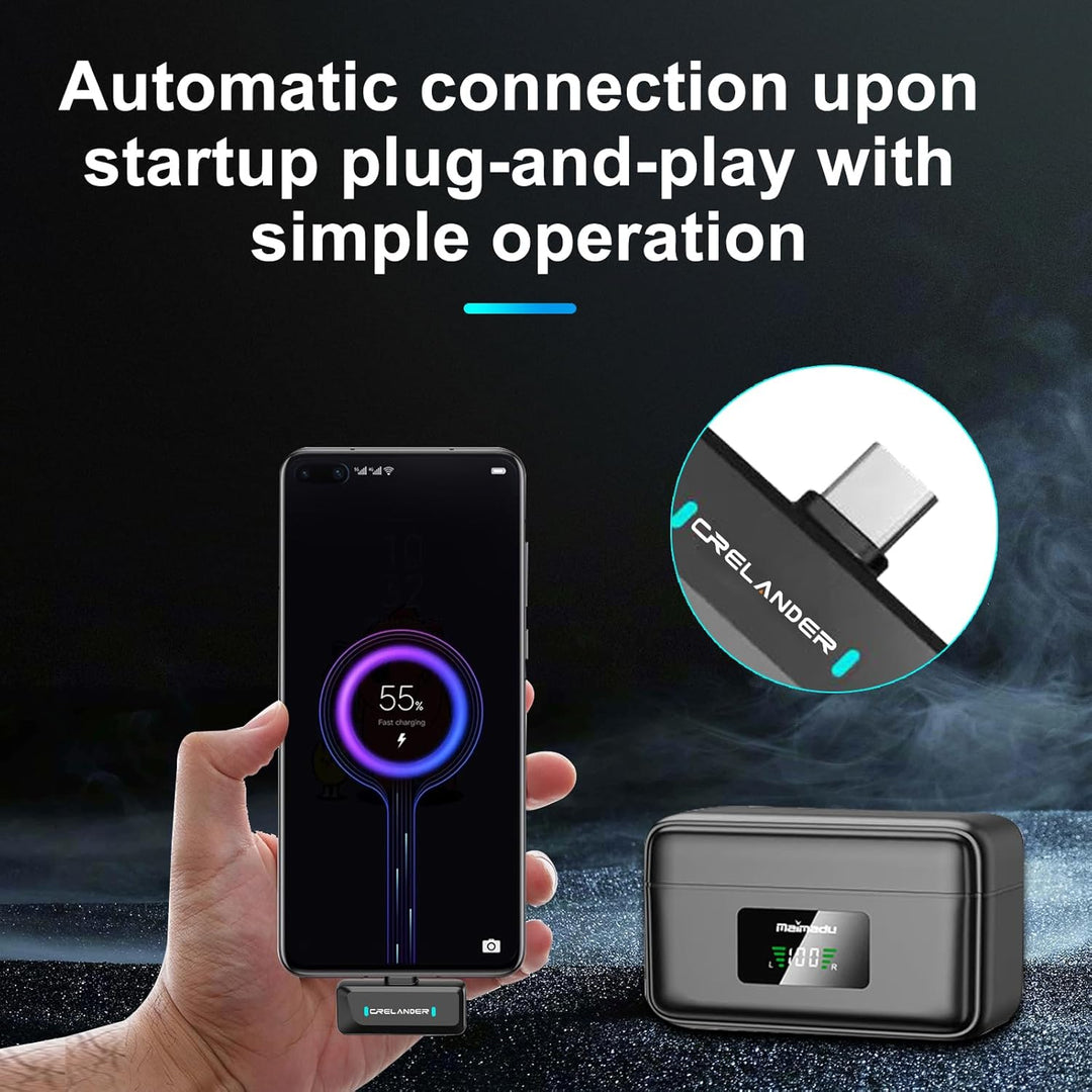 3 in 1 Professionelles Mini-Drahtloses Mikrofon für iPhone/Android/Kamera, Bluetooth Lavalier-Mikrof