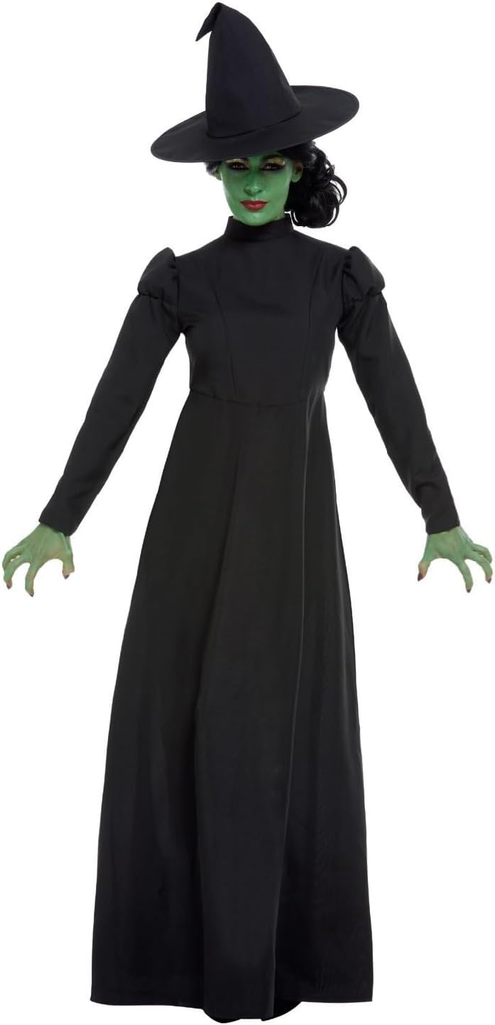 Wicked Witch Costume, Black, with Dress & Hat, (M) M - UK Size 12-14 Schwarz, M - UK Size 12-14 Schw