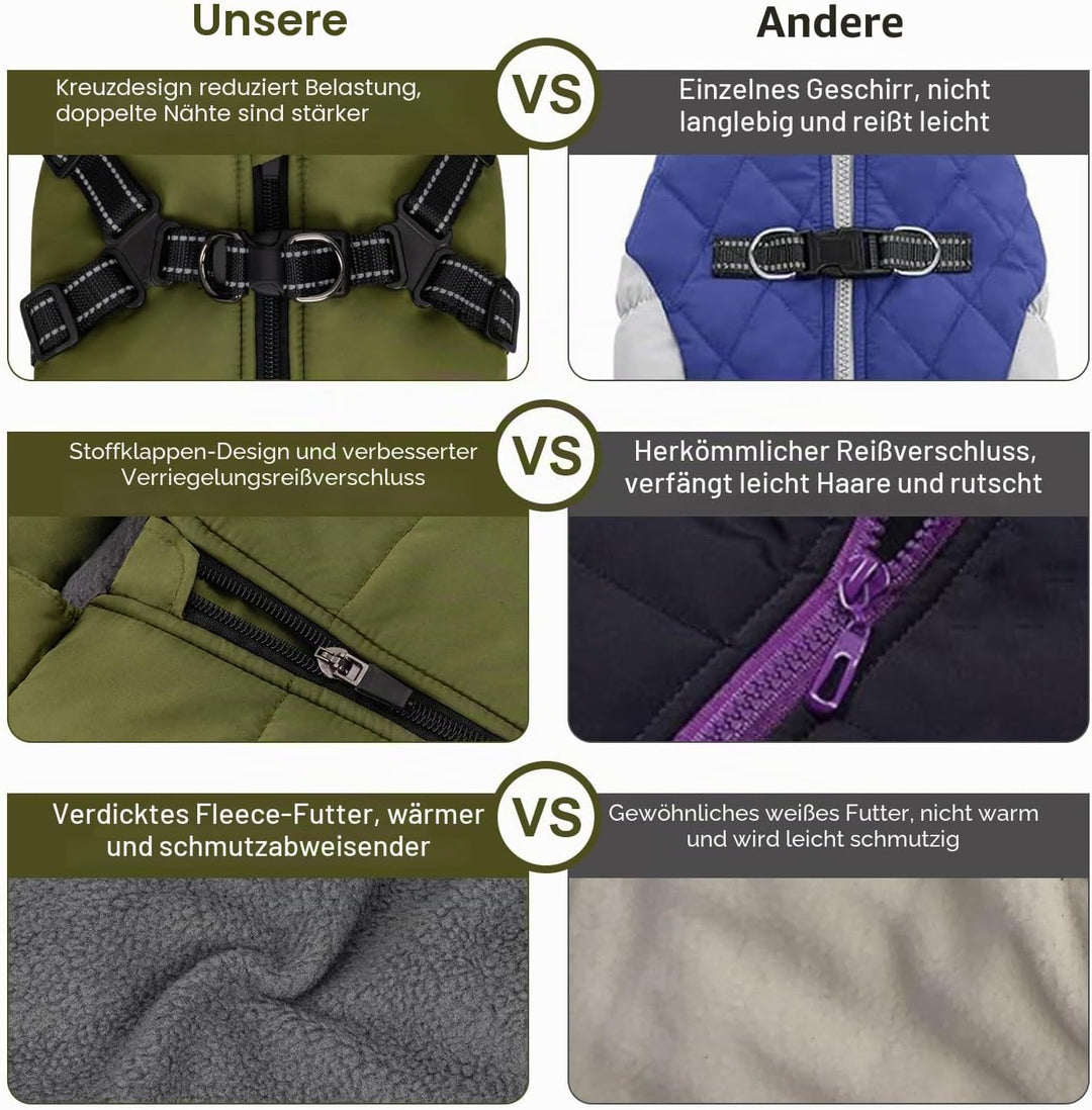 Hundemantel Winter, Wärme Hundejacke Mit Brustgurt Gurt Winddichte mit bauchschutz, Haustier Outdoor