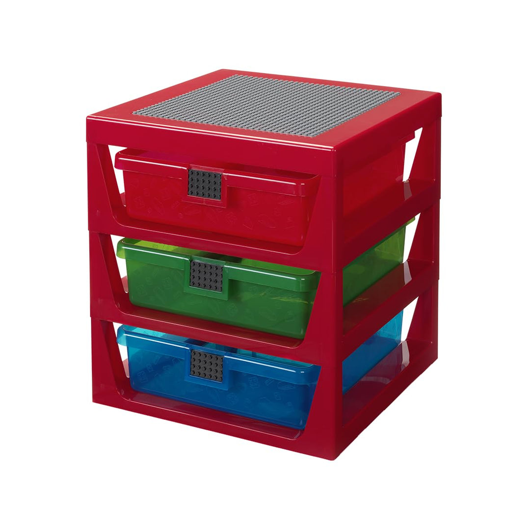 Room Copenhagen LEGO Aufbewahrungsregal mit 3 Schubladen, Einheitsgrösse, Rot, Rot