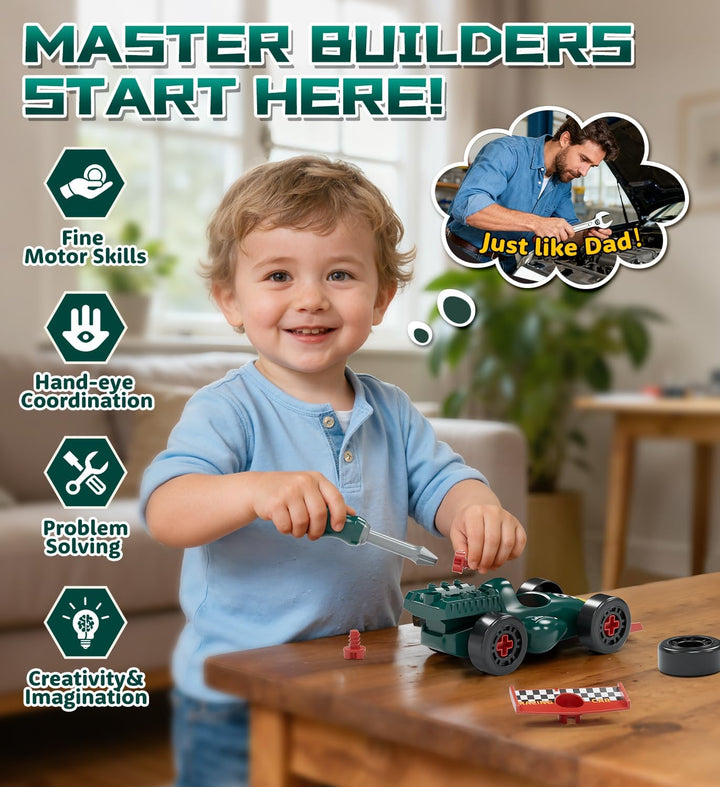 Lehoo Castle Werkzeugkoffer Werkzeug Kinder Spielzeug ab 3 Jahre, Junge Geschenke mit Bohrmaschine ＆