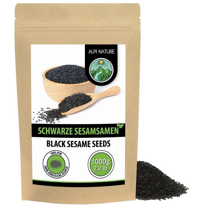 Sesam schwarz (1kg), Schwarzer Sesam 100% natürlich, Schwarze Sesamsamen ohne Zusätze Sesamsamen 1 K