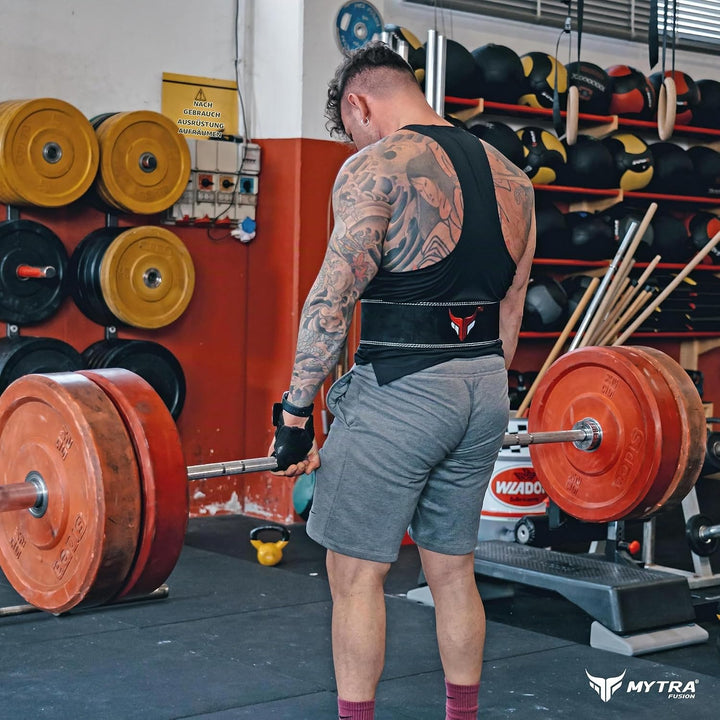 Mytra Fusion gewichthebergürtel 100% Echtes Leder Weightlifting Belt weisse Schnalle, Lifting Belt f
