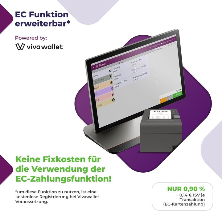 Registrierkasse Kassensystem - Finanzamtkonform 2022 - TSE ready - integrierter Bondrucker - Gastron