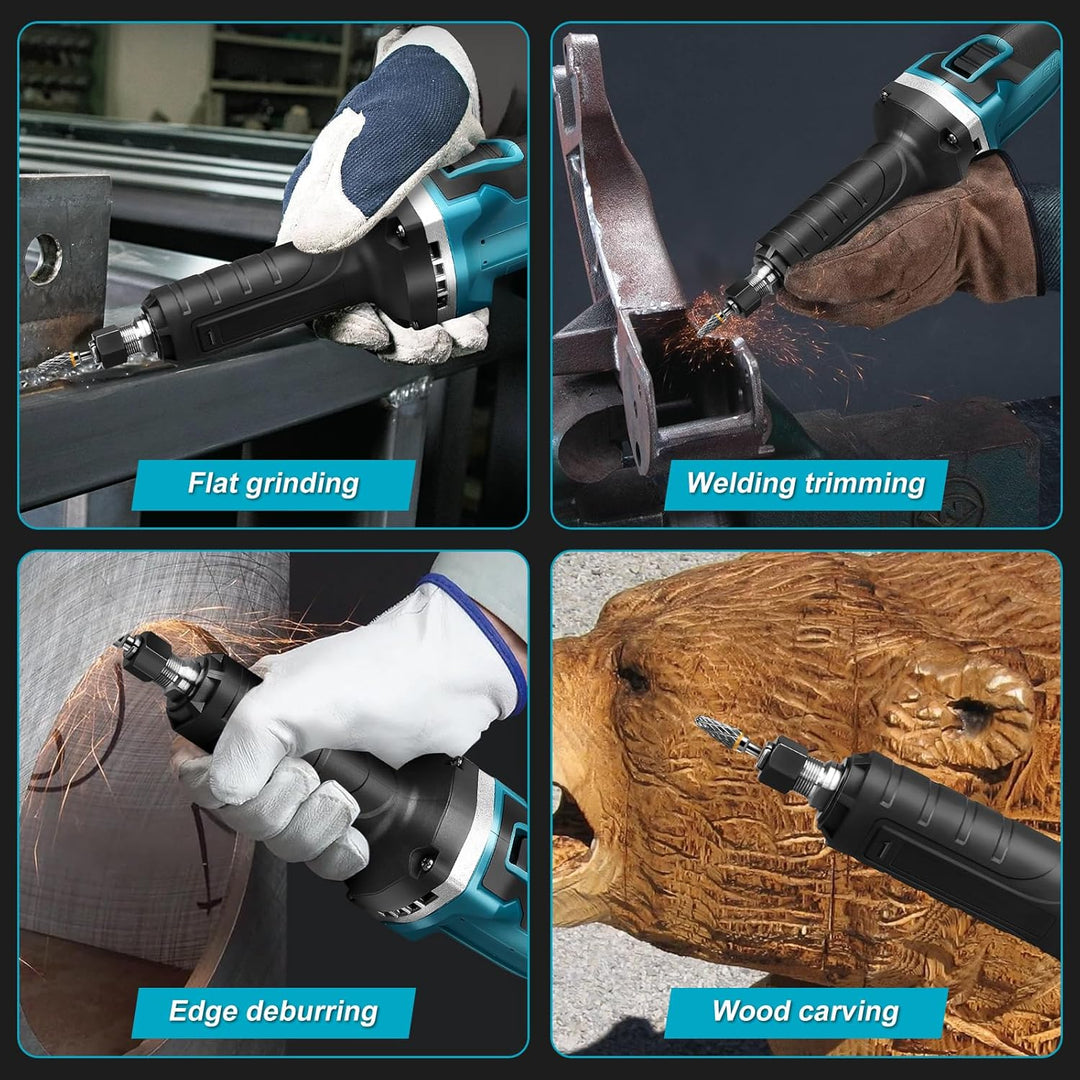 Akku Geradschleifer Kompatibel mit Makita 18V Batterie, Bürstenlos Geradeschleifer6mm Bohrfutter und