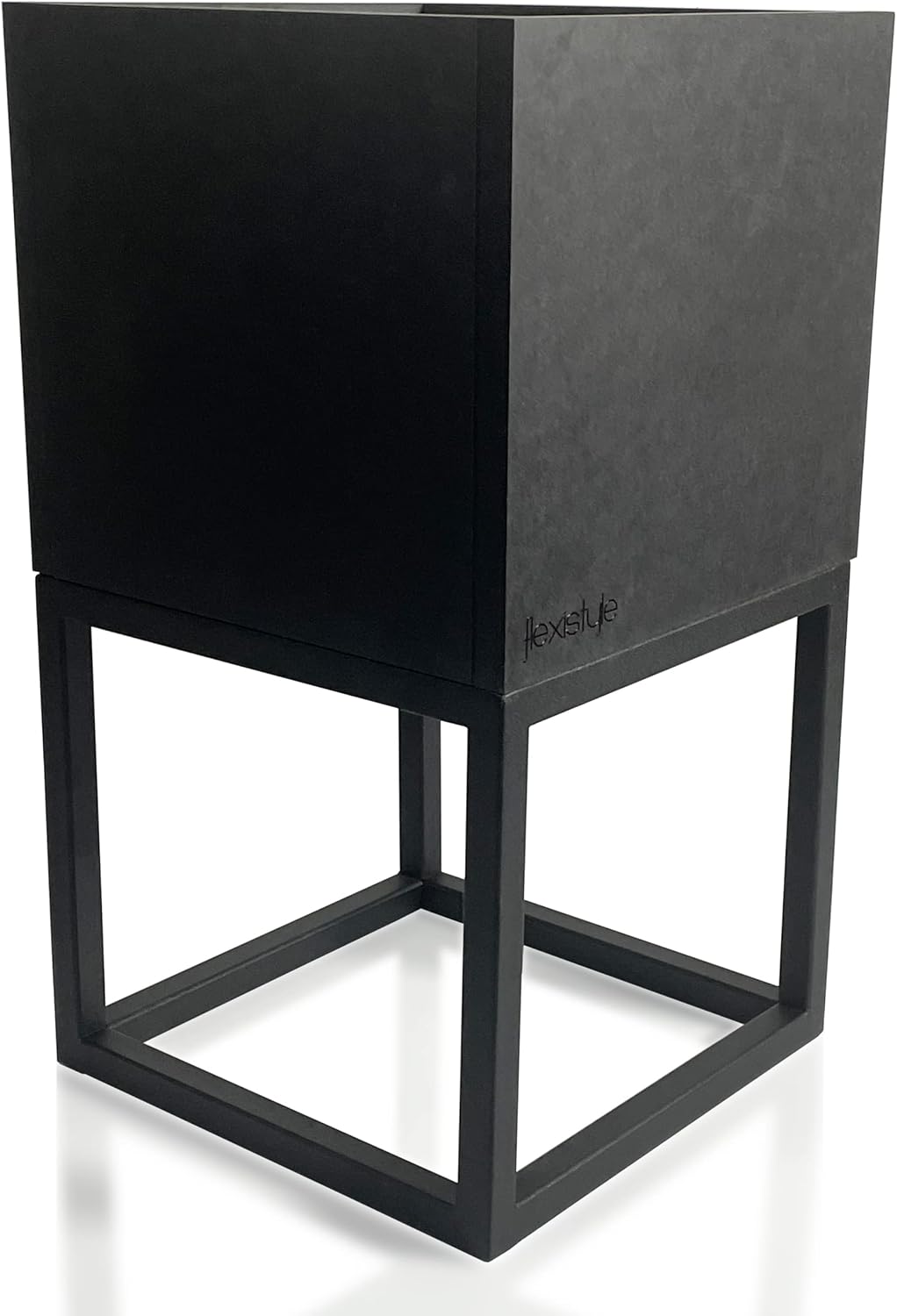 FLEXISTYLE Pflanzenständer LOFT FIORINO Metall MDF Holz Blumenständer Schwarz Blumentopf mit Beinen