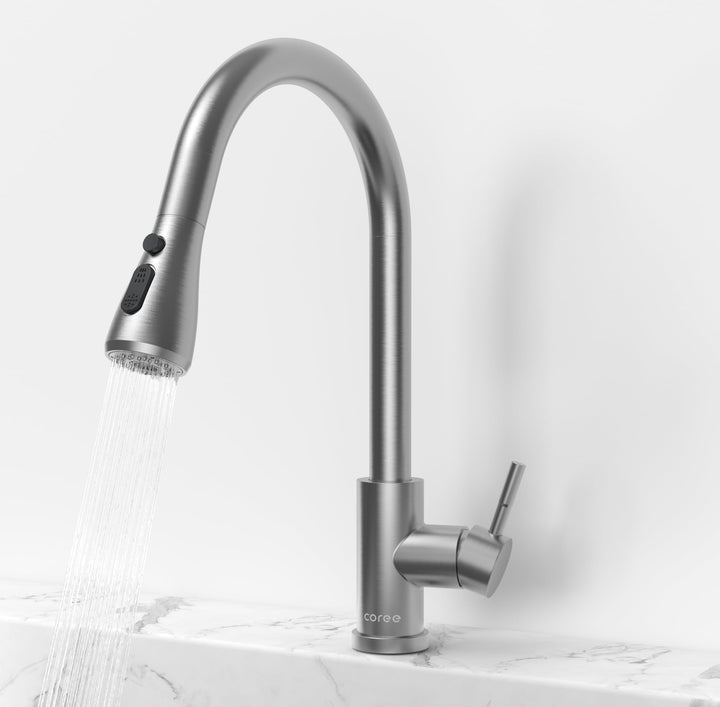 Coree Wasserhahn Küche, Herunterziehen Brause Armatur Hochdruck Küchenarmatur, Zwei Sprühfunktionen