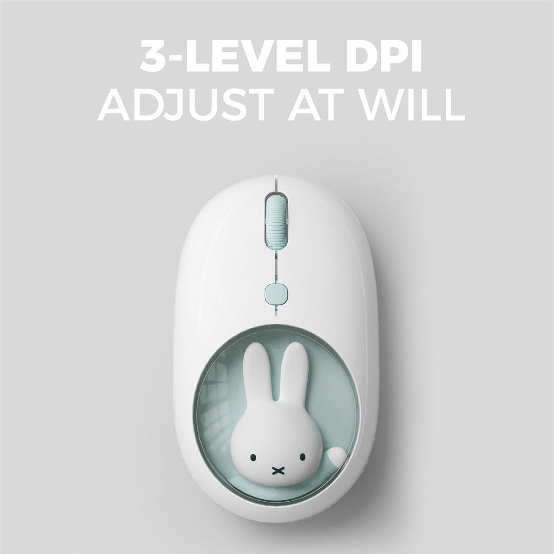 MiPow x Miffy Bluetooth Wireless Maus, kleine tragbare Maus, geeignet für Laptops, Tablets usw., Tra