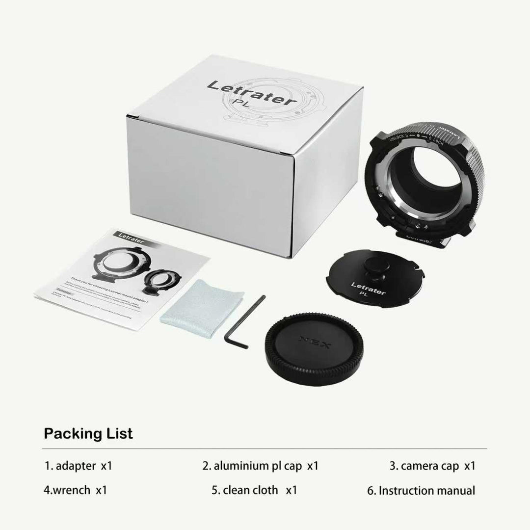 Letrater PL Objektivhalterungsadapter, PL auf Sony E/NEX Mount Kameras A7S3/FS7/5/FX9/A7R4/R3/a Seri