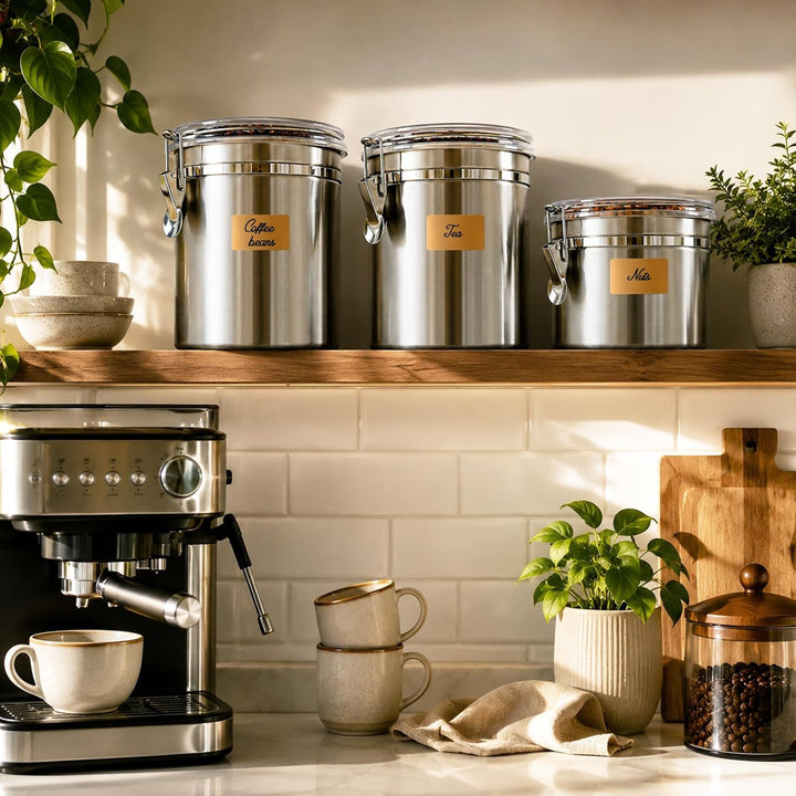 3 Stk Kaffeedose Edelstahl 2L&amp;1.1L, Kaffeedose Luftdicht 500g | Kaffeedose für Gemahlenen Kaffee, Ka