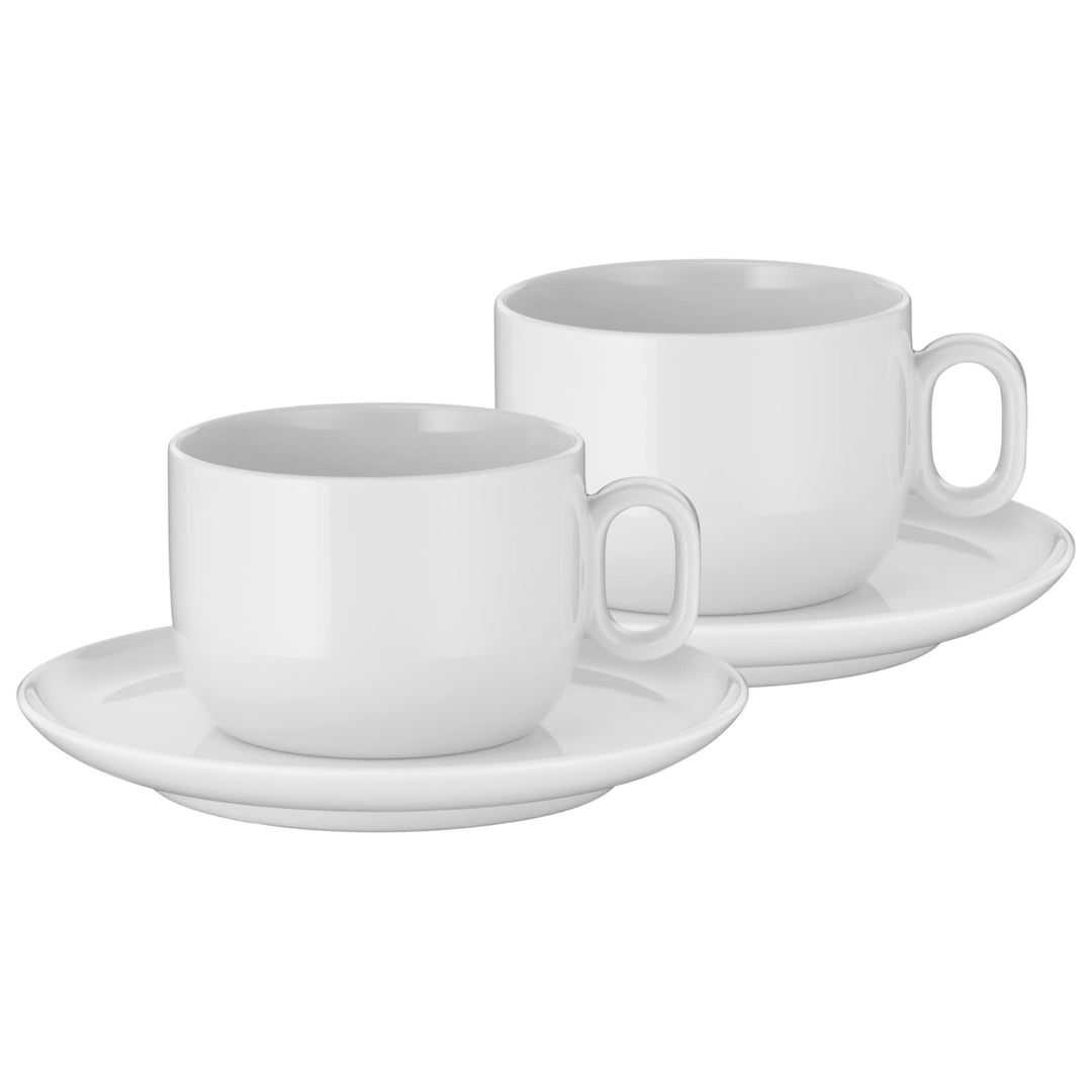 WMF Barista Tassen Set 4-teilig, zwei Kaffeetassen 160 ml mit Untertassen für Cappuccino, Porzellan,