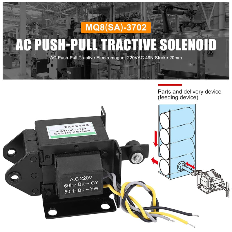 Elektromagnet-Magnetventil8MQ8(SA)-3702 AC Push-Pull-Zugmagnet-Elektromagnet 220VAC 49N Hub 20mm