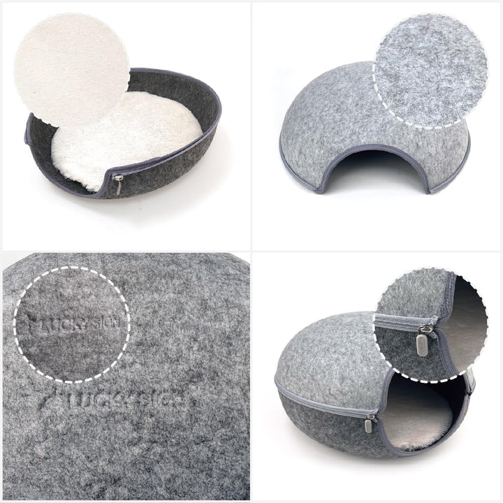 Lucky Sign Katzenhöhle aus Filz Komfortables und modernes Katzenbett mit weichem und waschbarem Kiss