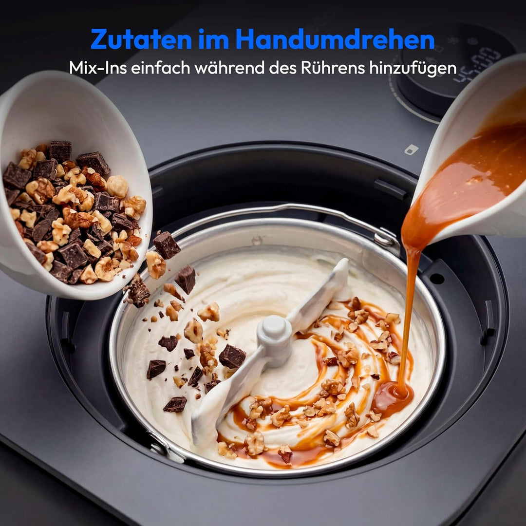 MEDION Eismaschine, Kapazität für 1 L Eis, kein Vorkühlen notwendig, LED-Display mit Sensor-Touch, e