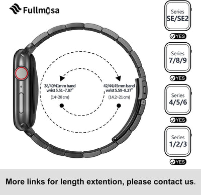 Fullmosa für Apple Watch series 7 8 9 Armband 45mm series 6 SE/SE2 44mm mit Uhrengehäuse, Kein Werkz