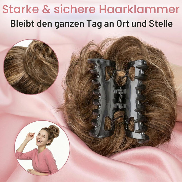 S-noilite Echthaar Messy Bun mit klammer Natürliches Haarteil für Dutt und Hochsteckfrisuren - Claw