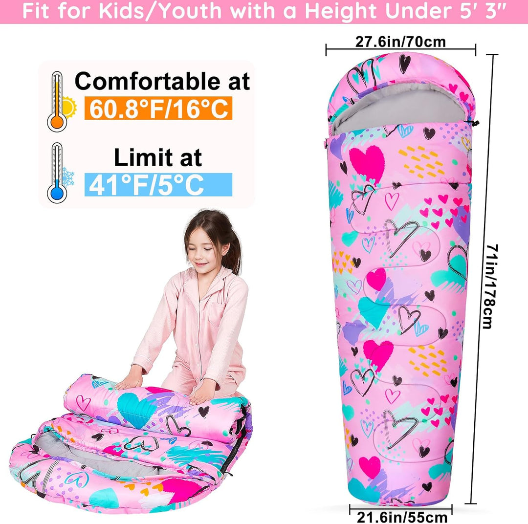 MHJY Shlafsack Camping für Jungen und Mädchen, Schlafsack Kinder ideal für Outdoor Camping Wandern B