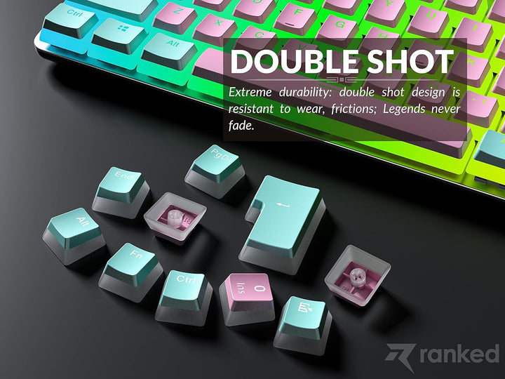 Ranked Pudding v2 PBT-Tastenkappen | 145 Double Shot Transluzent ANSI US- und ISO-Layout | OEM-Profi