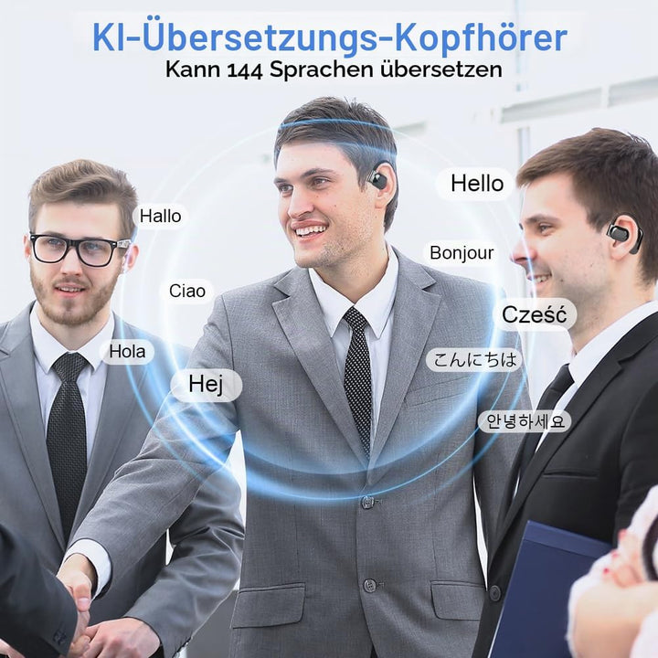AI Übersetzer Kopfhörer, Echtzeit Übersetzungskopfhörer 144 Sprachen, Translation Earbuds Bluetooth