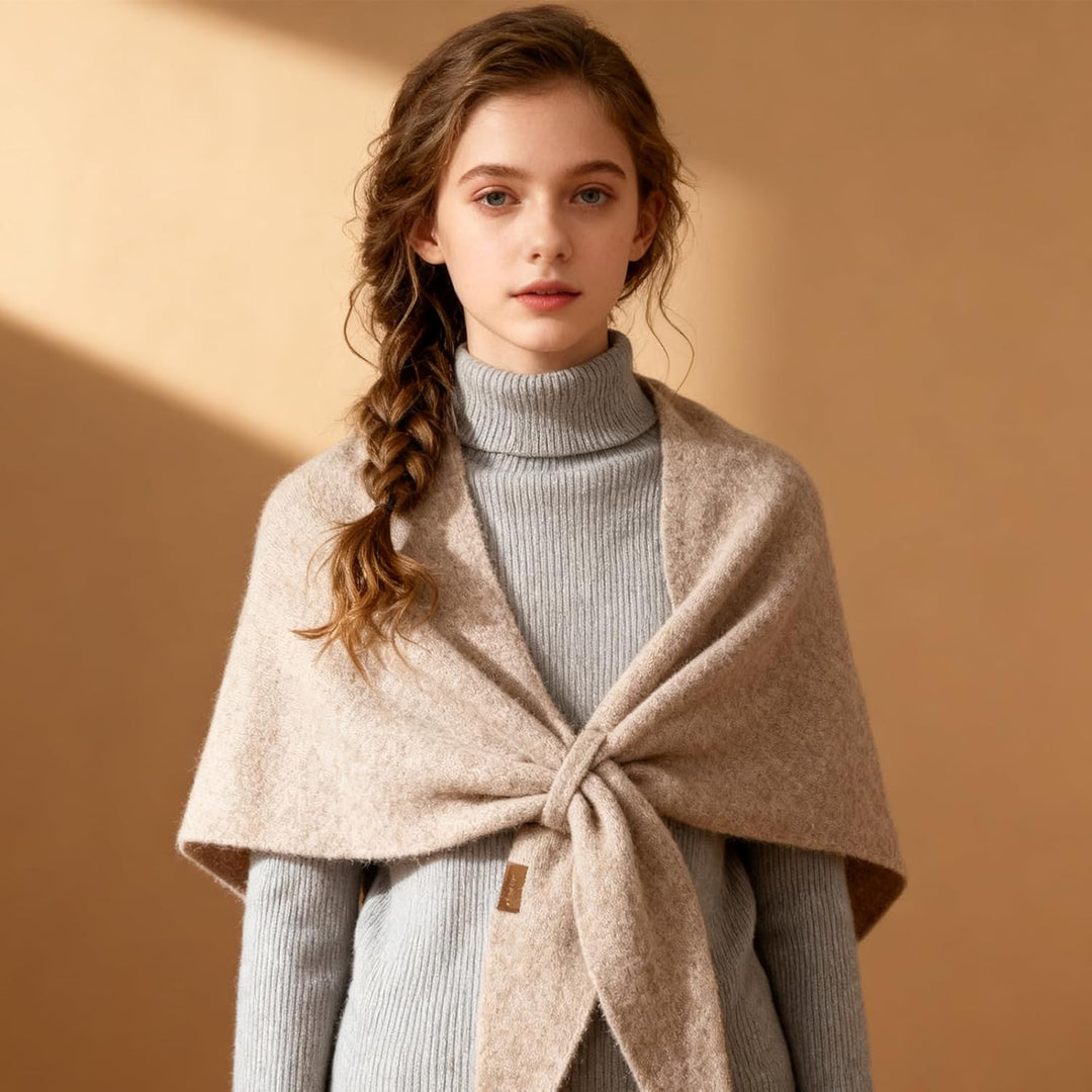 Women's Solid Color Scarf, Damen Dreieckstuch, Generisch Poncho Damen, Knitted Pashmina Shawl Wraps,