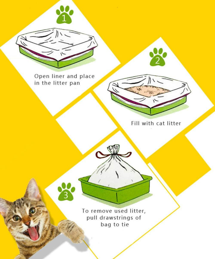 Moliwen 1 Tüten (30 Stück) Katzenklo Einlagen Katzentoiletten Kordelzugbeutel, 790*450mm für Mittler