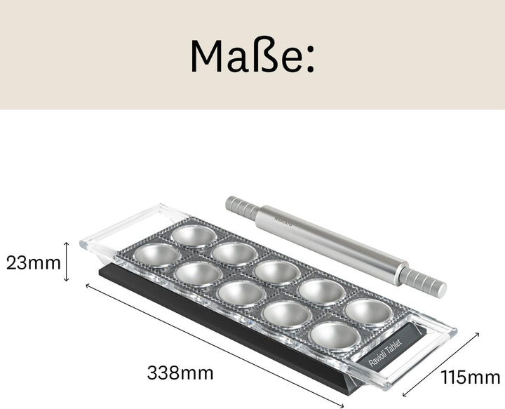 MARCATO Ravioli Tablet. Form für Ravioli Powder Grau. Eloxiertes Aluminium. 20 x 10 x 2 cm. Einfache