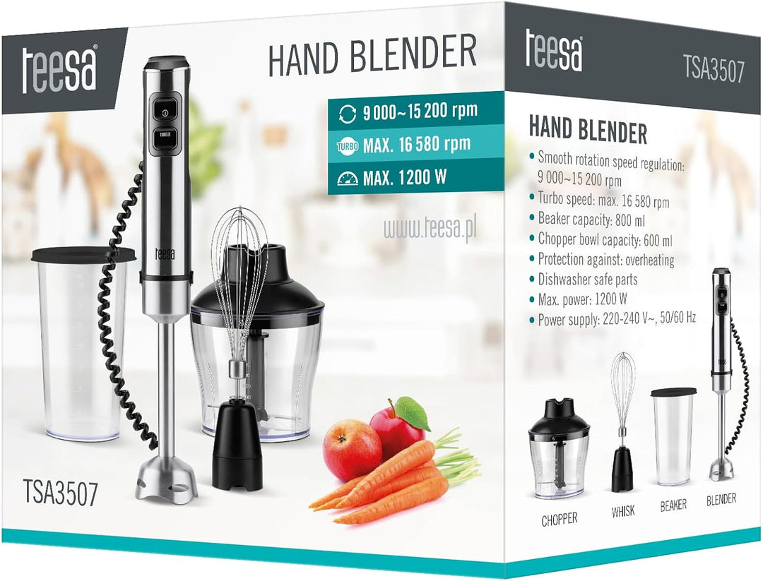 Teesa TSA3507 blender 0.6 L 1200 W Black Silver