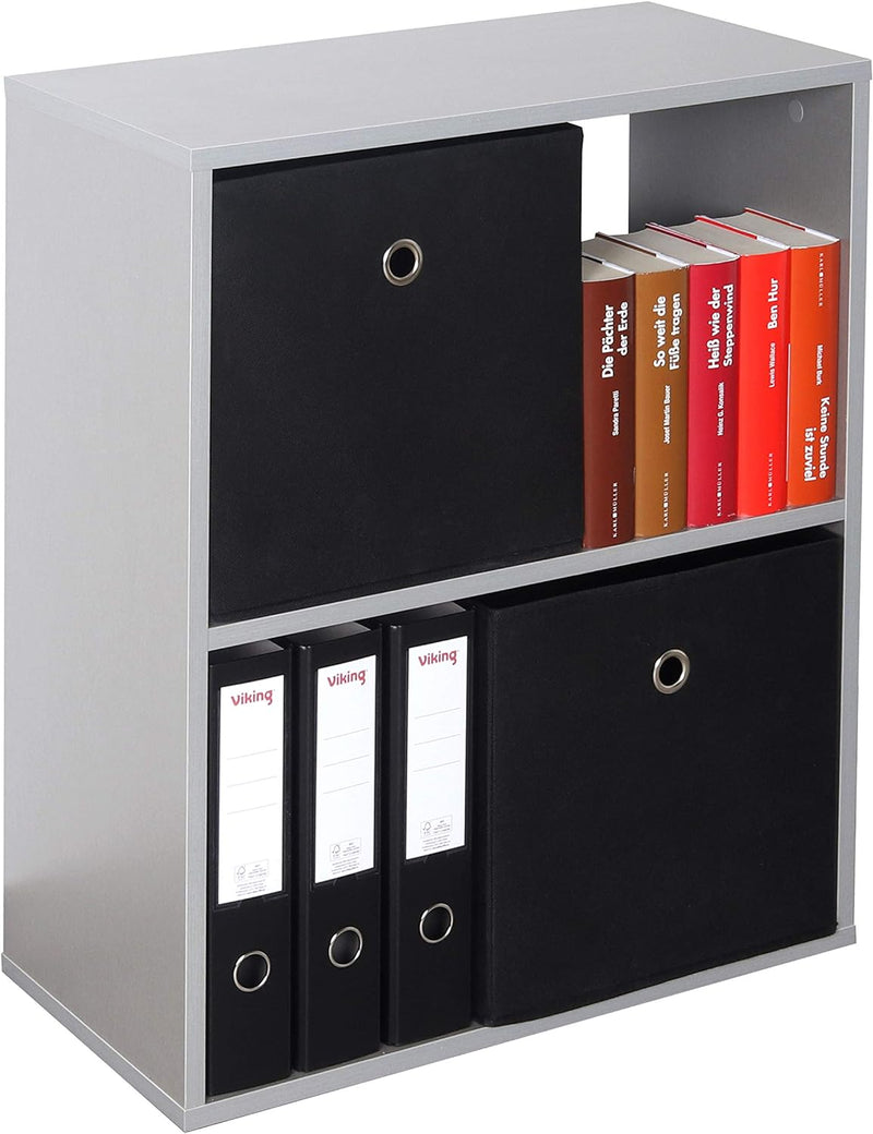 RICOO Bücherregal 2 Fächer 71 x 60 x 31 cm Regal Spannplatte aus Holz Modern grau WM111-PL, Standreg