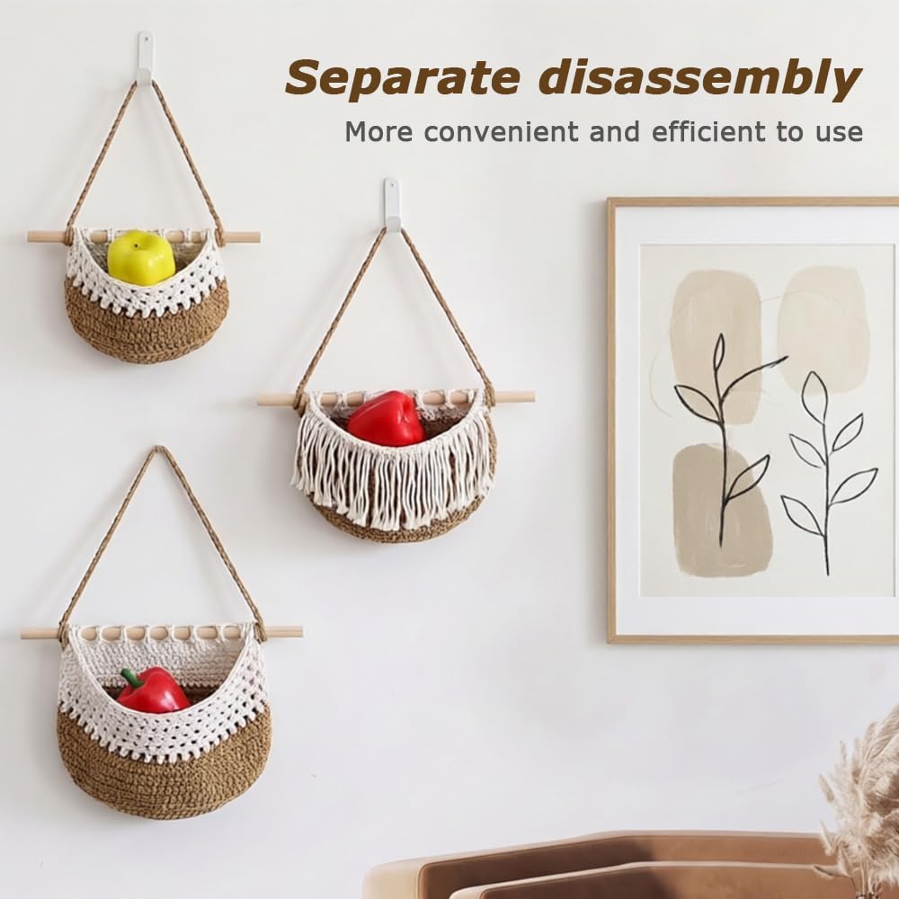 Hängender Organizer Wand, 3 Stufiger Macrame Hanging Storage, Boho Decorative Hanging Organiser, Abn