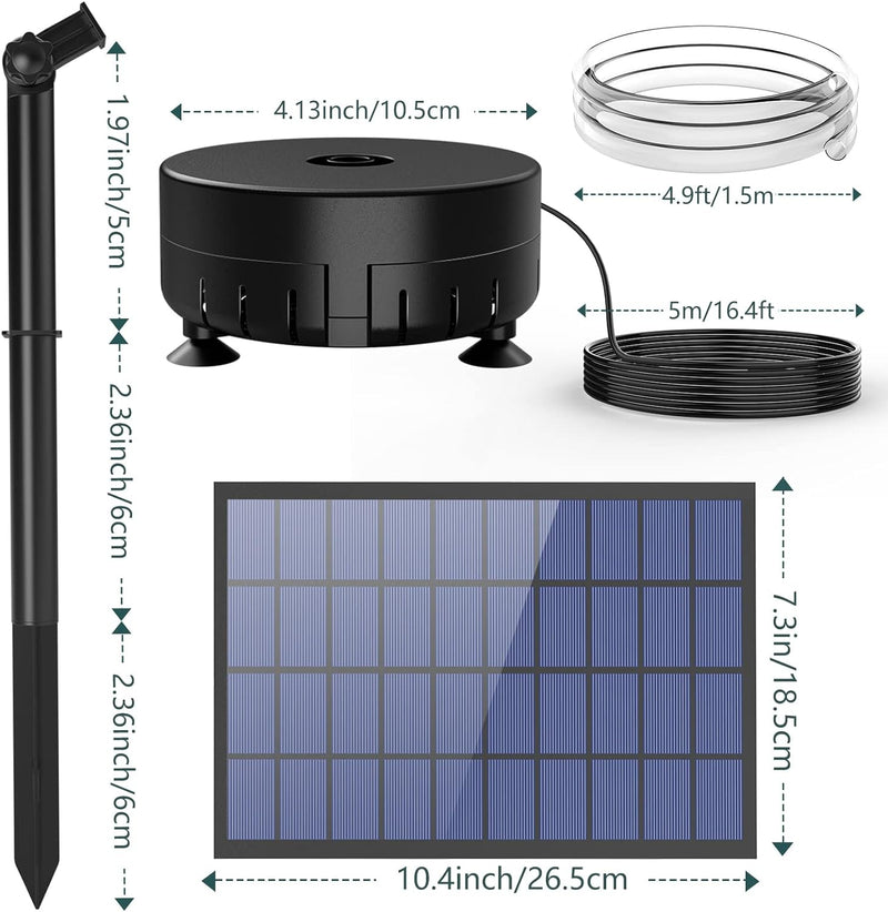 AMZtime 7W DIY Solar Springbrunnen mit 1,5M Wasserleitung und Pfahl, Upgrade Solar Teichpumpe Kit So