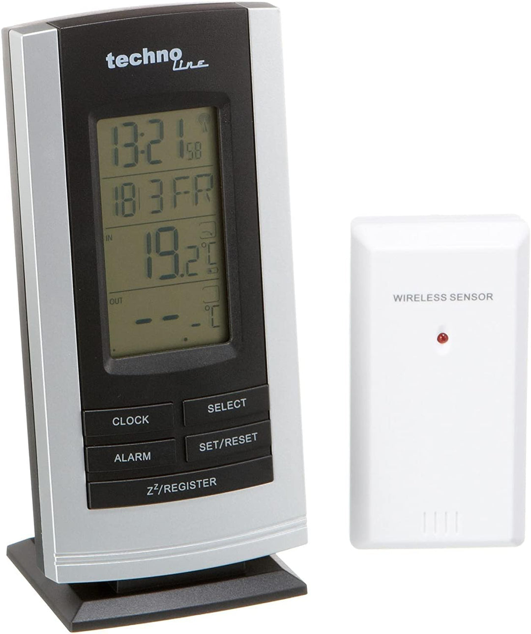 Wetterstation WS 9180 mit Funkuhr und Innen- und Aussentemperaturanzeige, Silber Funkuhr und Aussent
