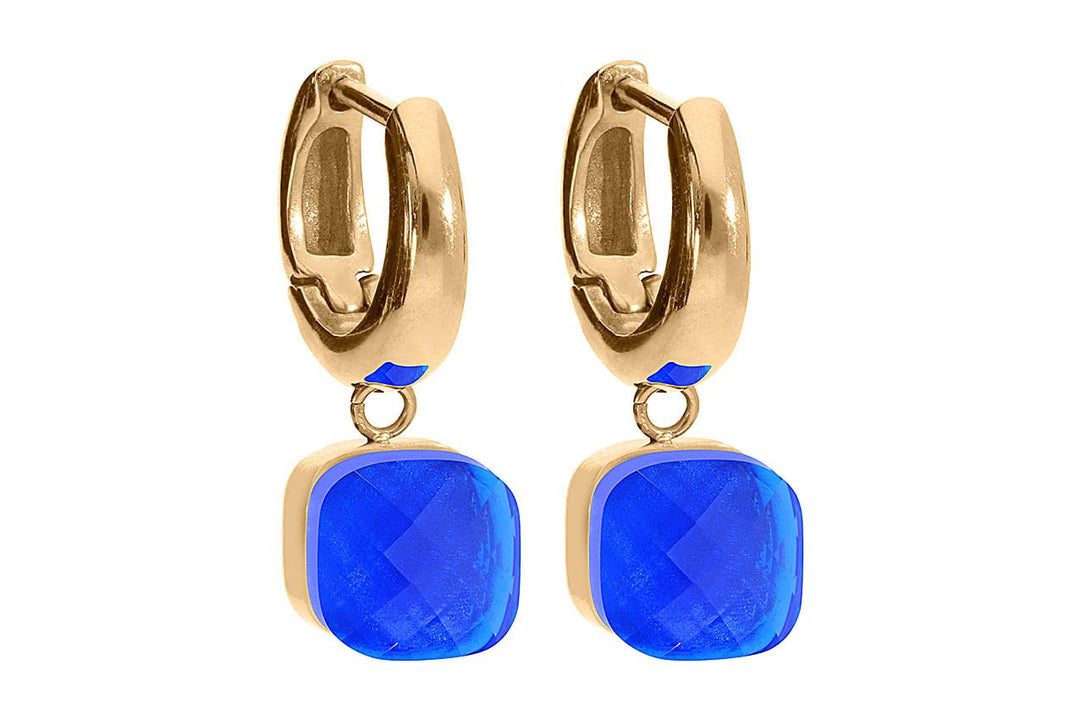 Qudo Firenze Creolen gold farben/Edelstahl beschichtet Lapis, Lapis