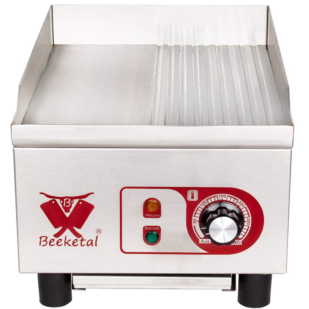 Beeketal 'BHGP-5' Profi Gastro Gusseisen Grillplatte elektrisch mit ca. 270 x 320 mm Grillfläche (gl