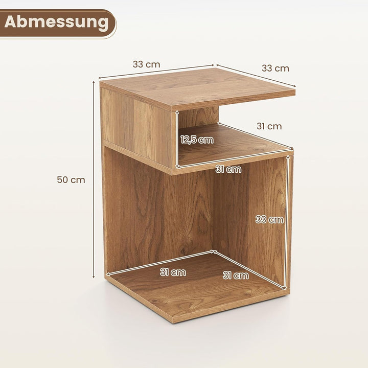 COSTWAY Beistelltisch Holz, 3 Ebenen Sofatisch, Nachttisch, modern, für Wohnzimmer und Schlafzimmer,